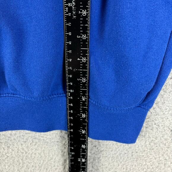 Kansas Jayhawks Hoodie Mens Medium Blue Spellout Logo NCAA Pullover VTG - Picture 9 of 11